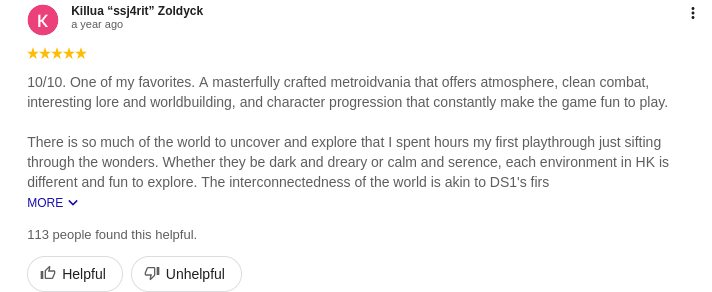 hollow night user six review